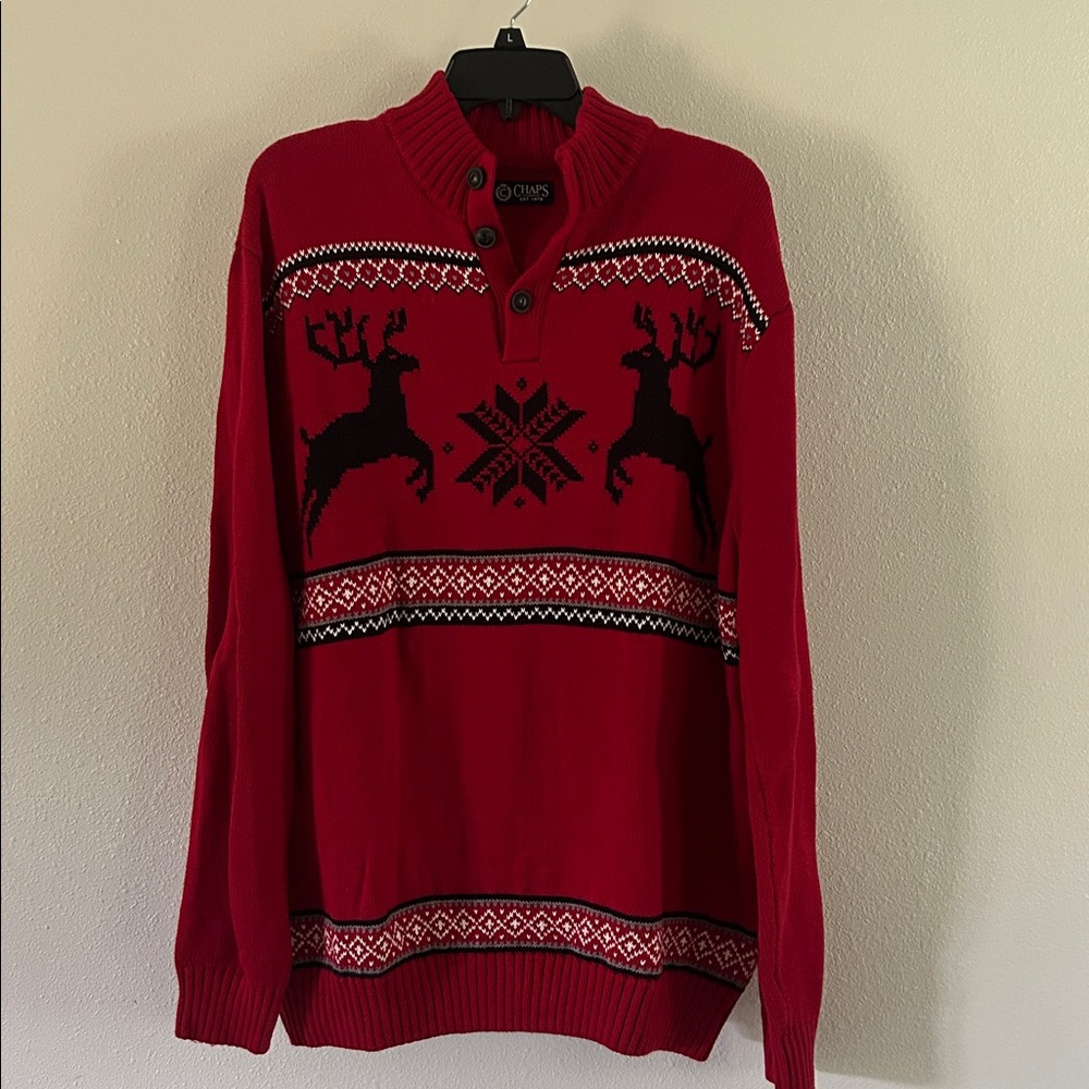 Chaps Red Knit Holiday Sweater